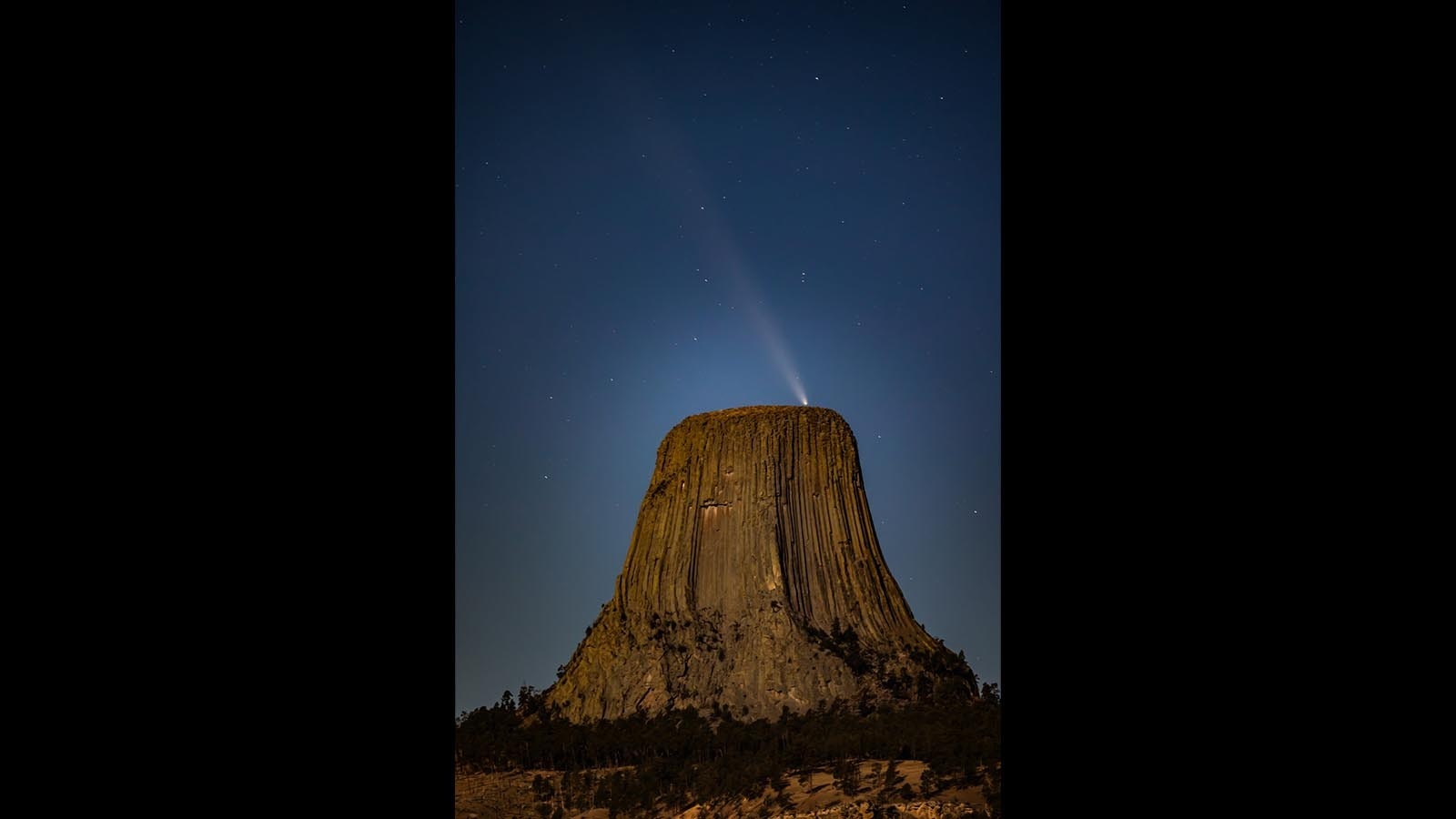 A nighttime photo of Devils Tower taken from Devils Tower National Monument. Photographers won’t be able to get shots like this for the discernible future, since the monument announced it will be closed to visitors overnight starting on March 13.