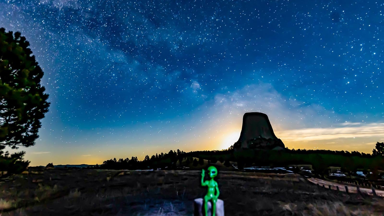 A nighttime photo of Devils Tower taken from Devils Tower National Monument. Photographers won’t be able to get shots like this for the discernible future, since the monument announced it will be closed to visitors overnight starting on March 13.