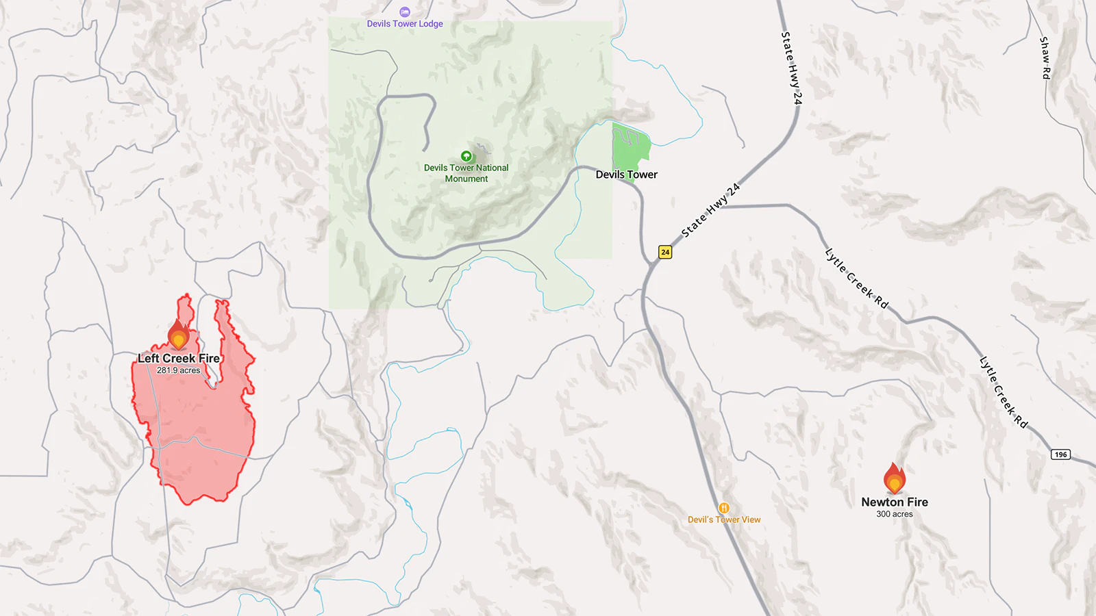 Devils Tower fires map 8 3 26