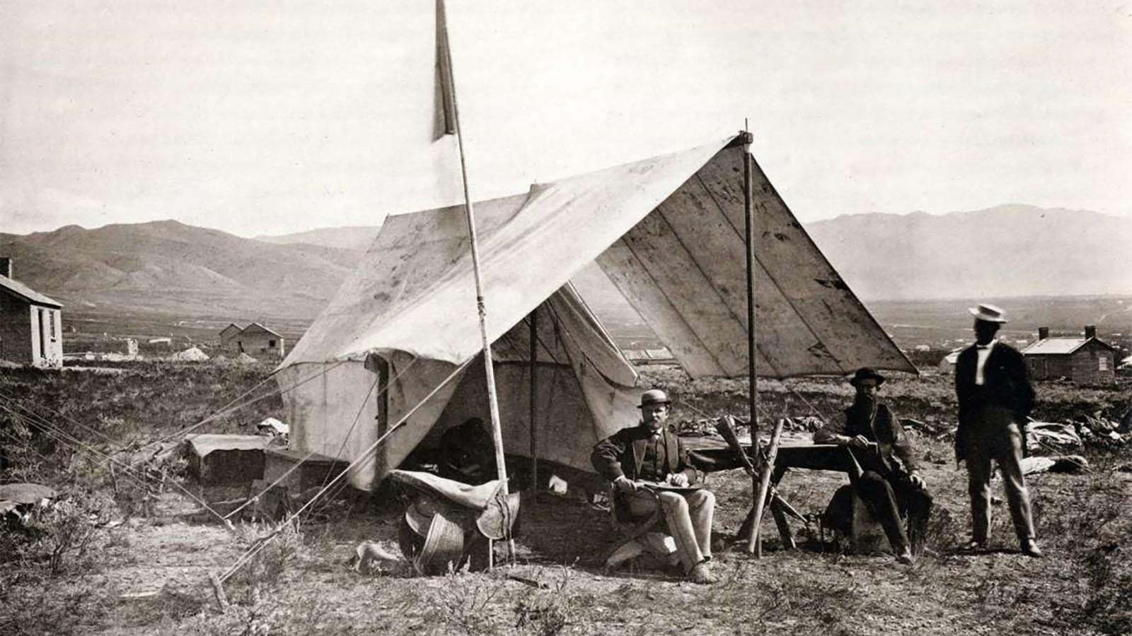 Geologist Clarence King, left, leader of the survey of the 40th Parallel, in camp near Salt Lake City in 1868. In October 1872, King led some of his crew to the secret diamond fields to find out what was what.