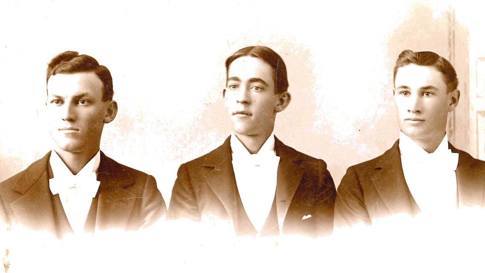 By the time Dick Nelson was 20, he had been working for seven years and his favorite job was with the railroad. Dick Nelson, left, with his two friends, Clem Mollering and Will Boss.