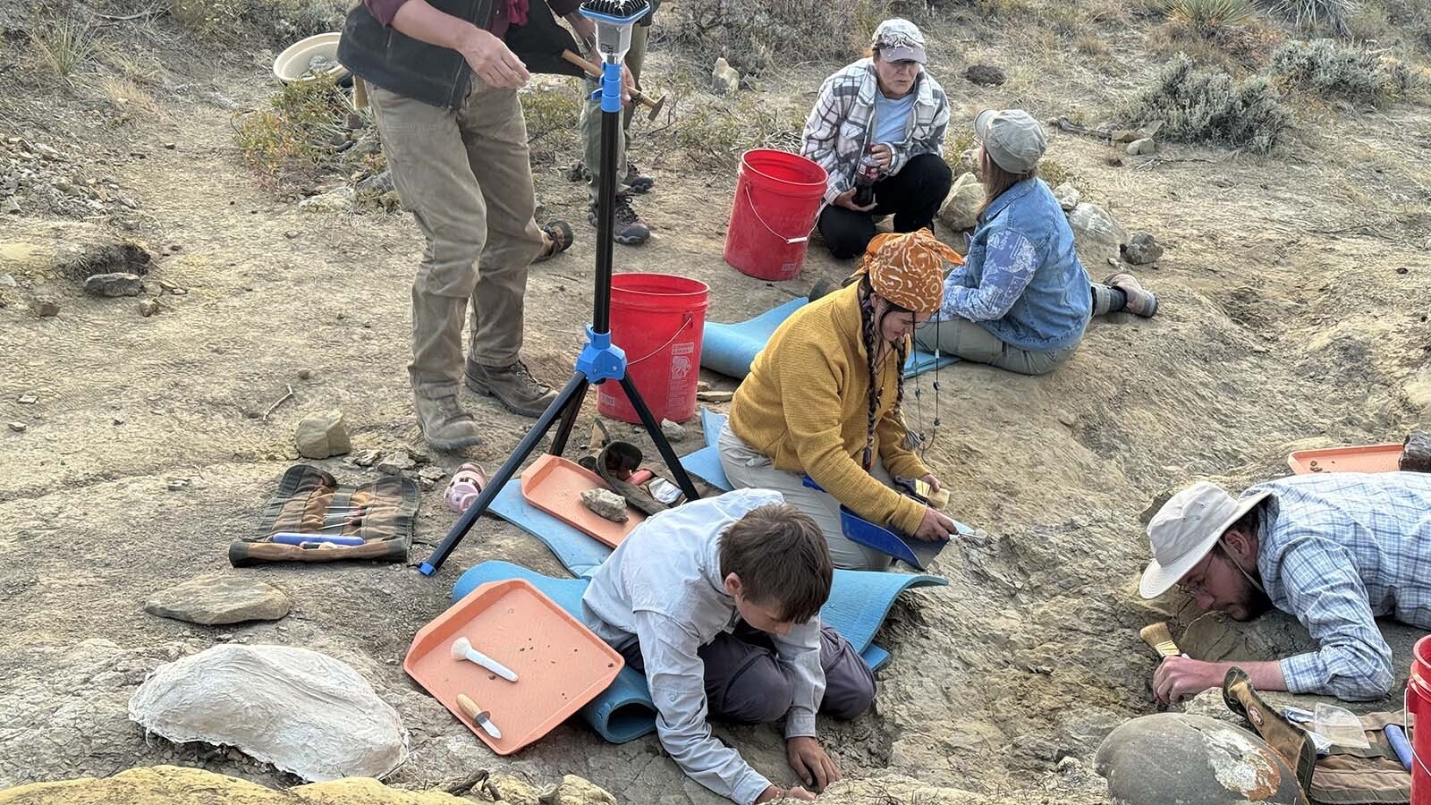 The evening excavations at Triceratops Gulch.