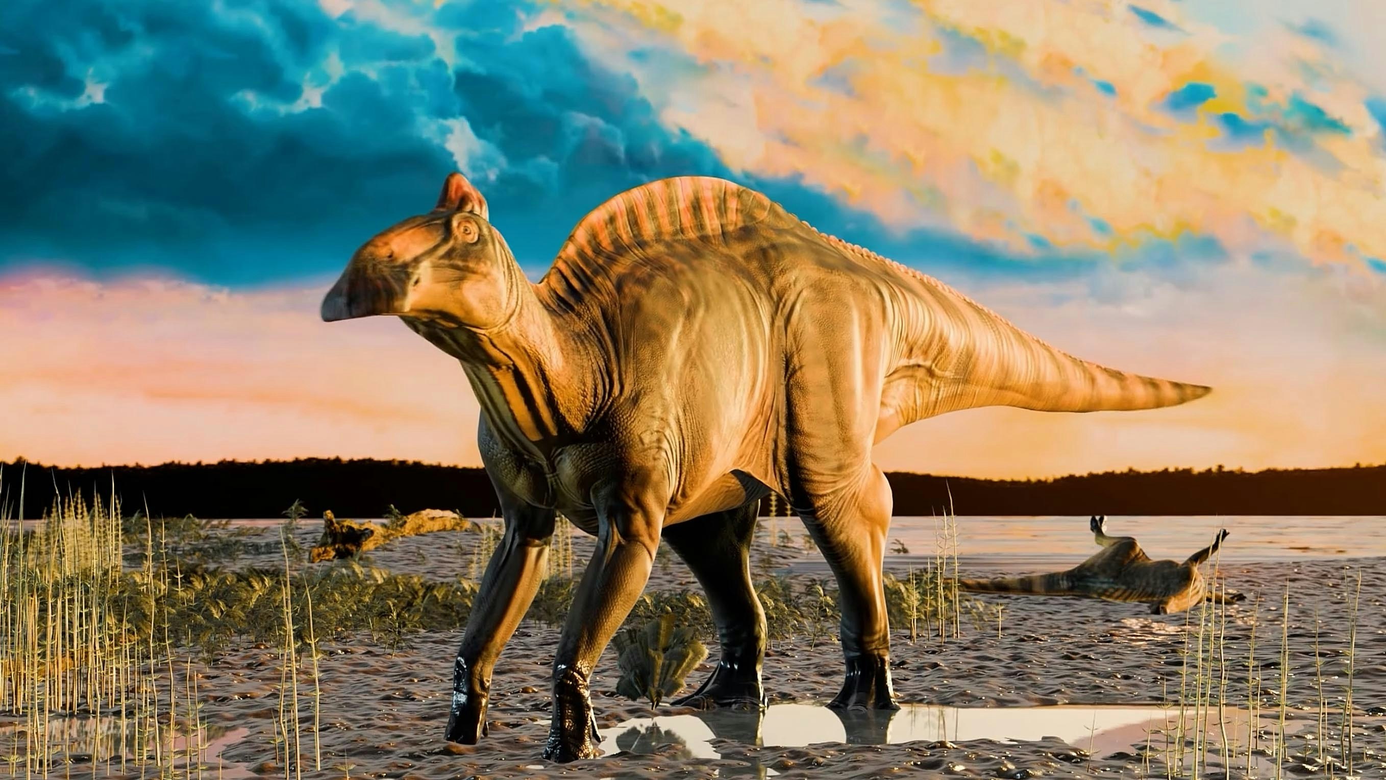 What the Edmontosaurus looked like, complete with hoofs, a feature that shocked and amazed scientists.