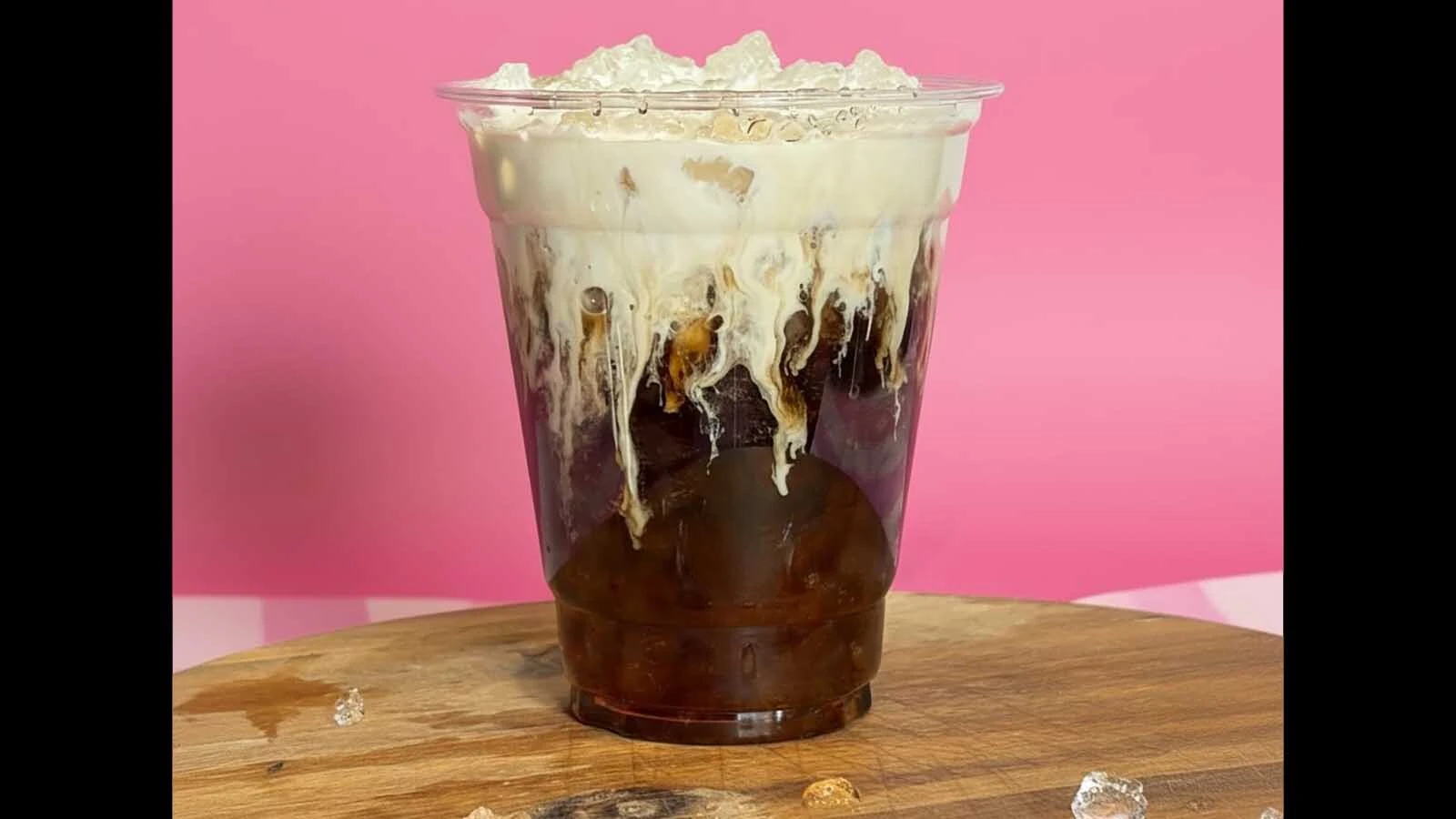 This creation is made with Dr. Pepper with vanilla and coconut cream.