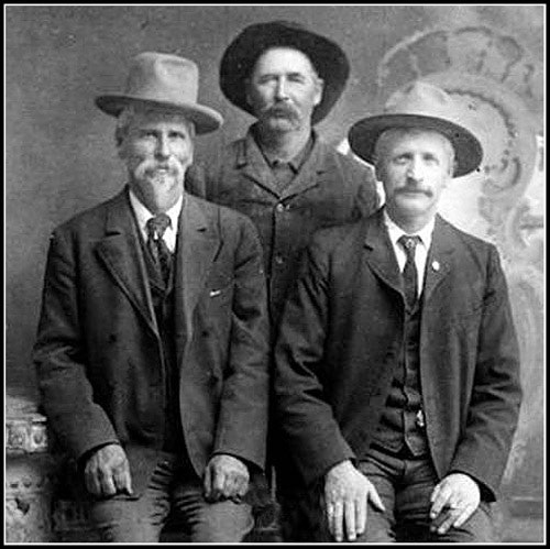 Doc Middleton, left, in a 1909 photo taken four years before his death. He's with Truman Moody, center, and John Bruer.