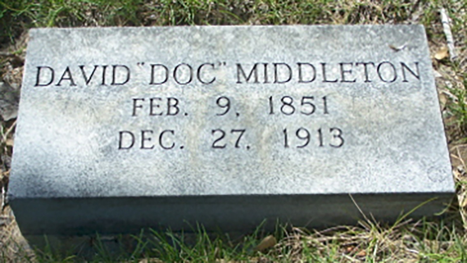 The tombstone marking Doc Middleton’s grave did not come for several decades. He received a pauper’s burial.