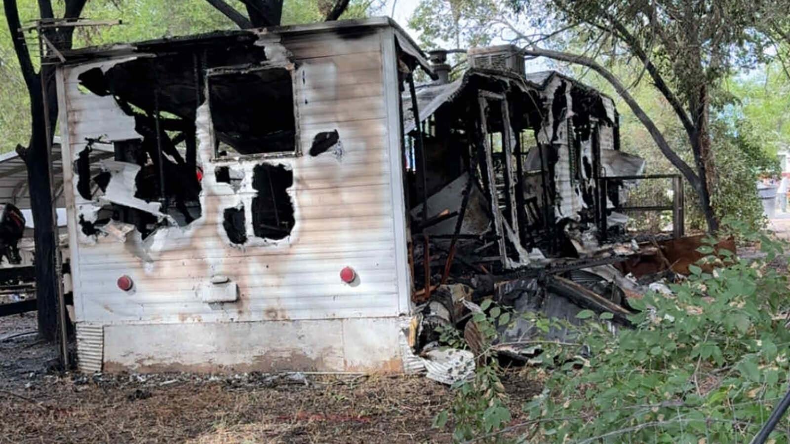 The trailer home John Lea was living in is a total loss after a devasting fire Aug. 1. He likely would've died had his chocolate Lab Belle not jumped on him to wake him up and escape just in time.
