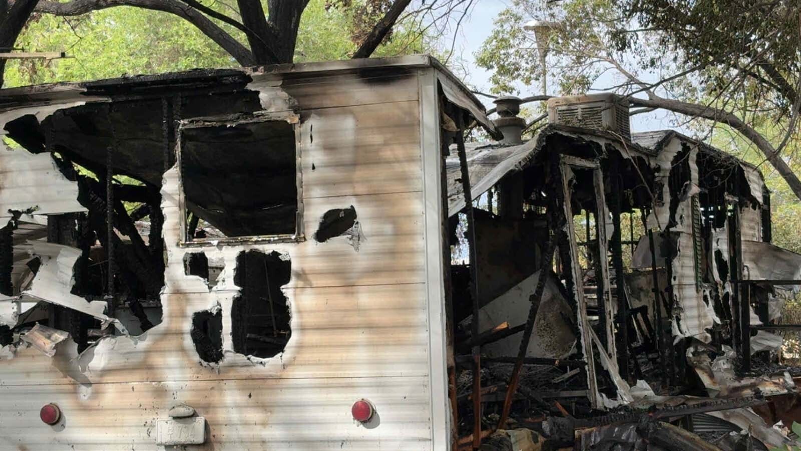 The trailer home John Lea was living in is a total loss after a devasting fire Aug. 1. He likely would've died had his chocolate Lab Belle not jumped on him to wake him up and escape just in time.