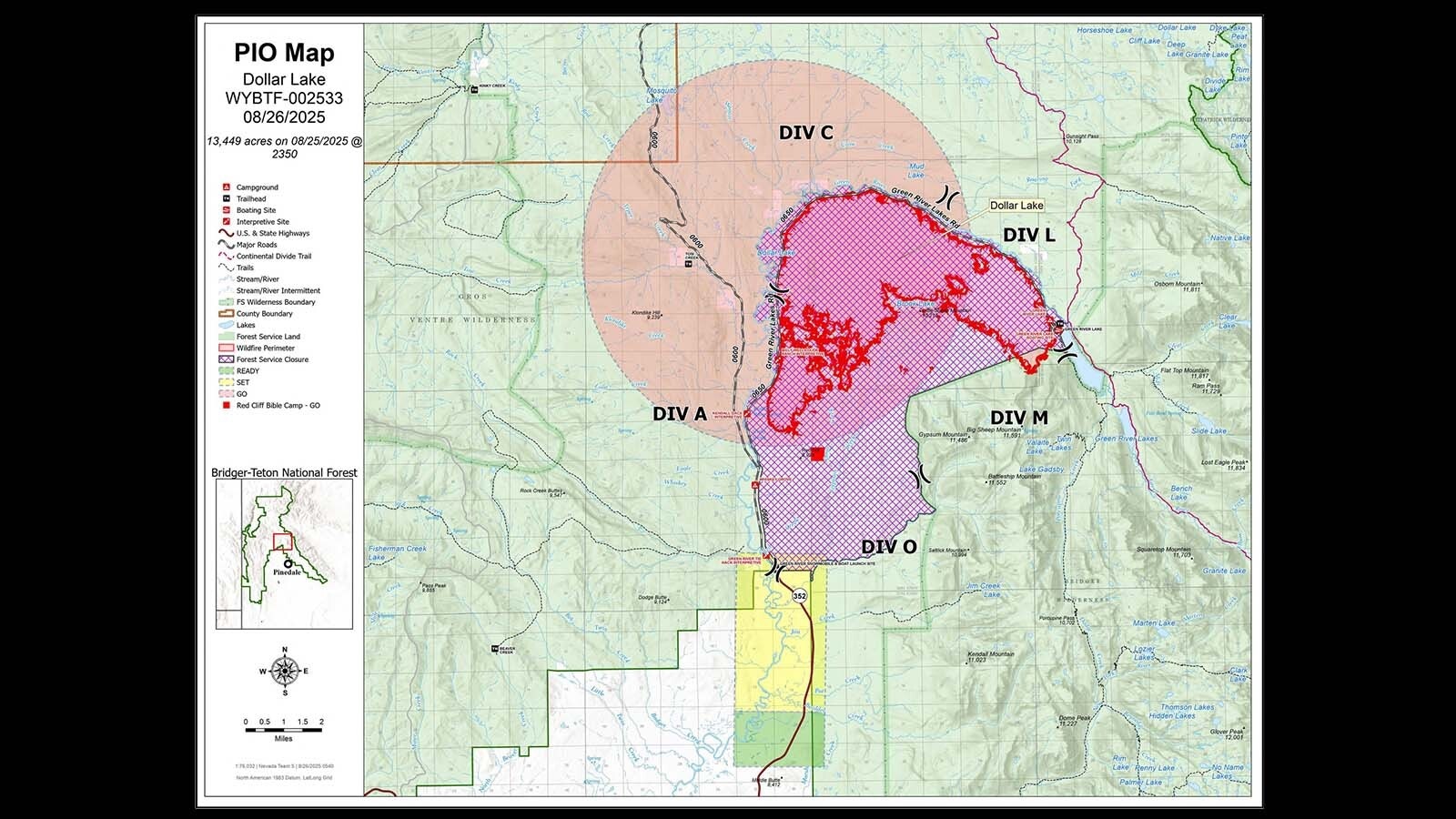 Dollar Lake Fire map 8 26 25