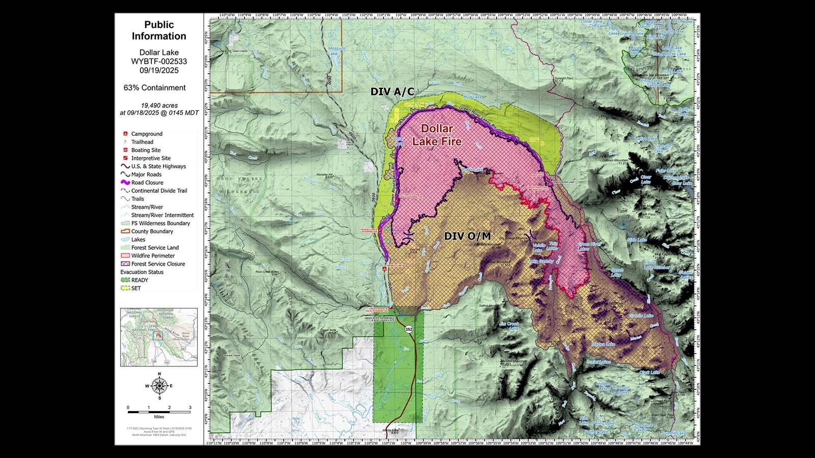 Dollar Lake Fire map 9 19 25