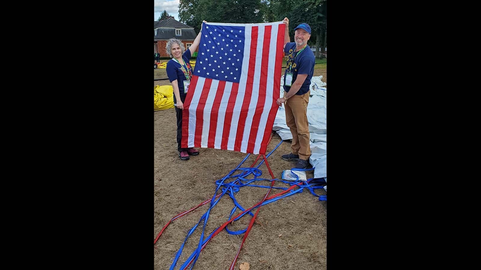 Team USA1 of Noah Forden and Brenda Colinshaw fly in the 2024 Gordon Bennett Cup in Munster Germany.