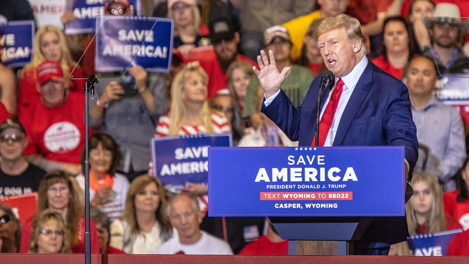 Former President Donald Trump at a Save America rally in Casper, Wyoming, in May 2022.