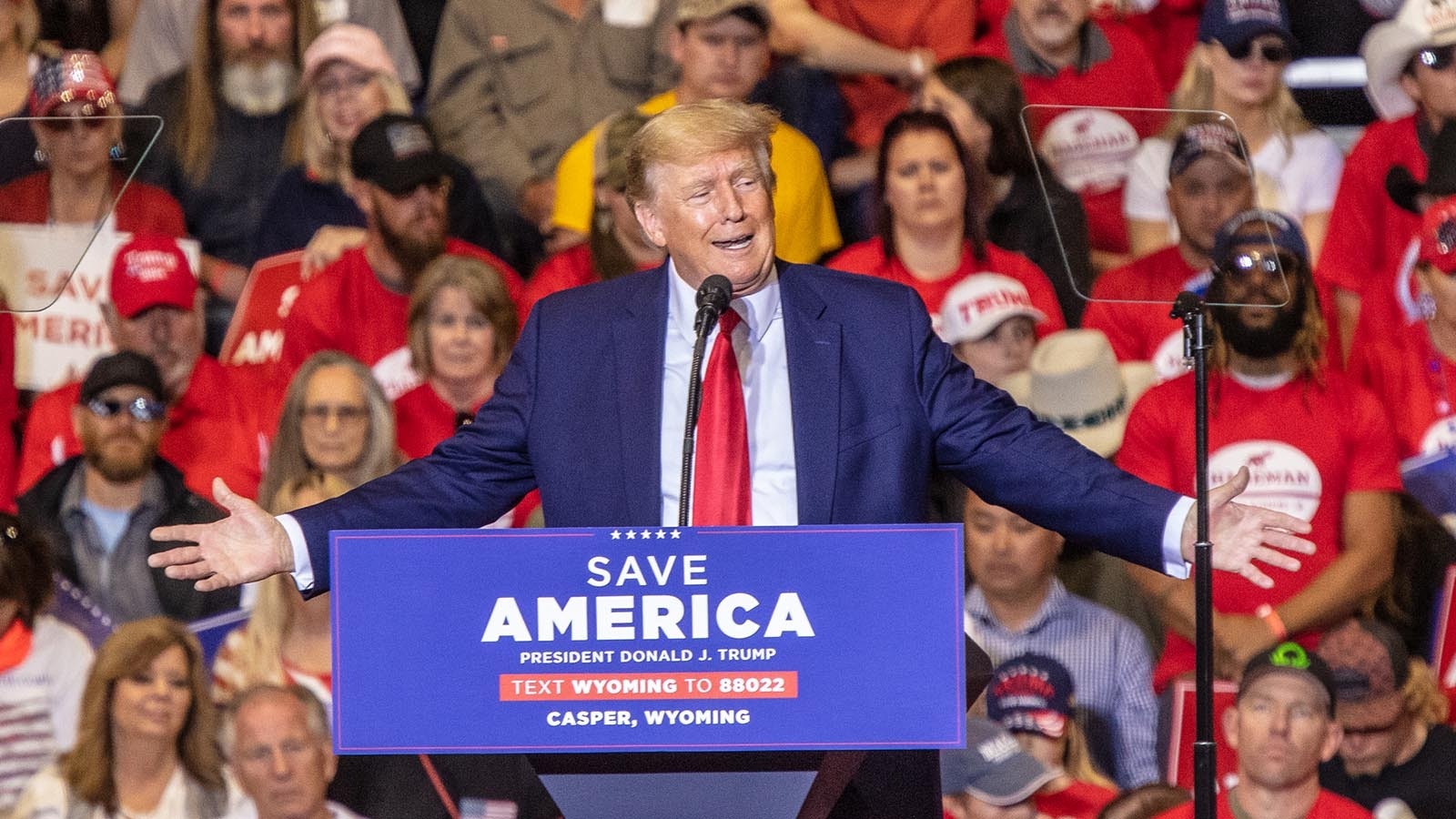 Former President Donald Trump during a Save America rally in Casper, Wyoming, on May 28, 2022.