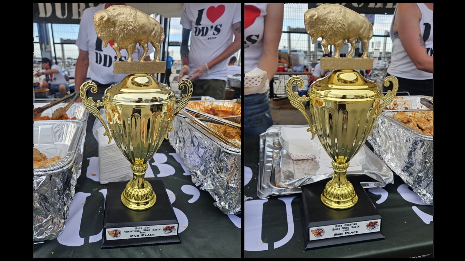 Double Dubs won second place for both Hot Traditional Wing Sauce and Creative Spicy Wing Sauce.
