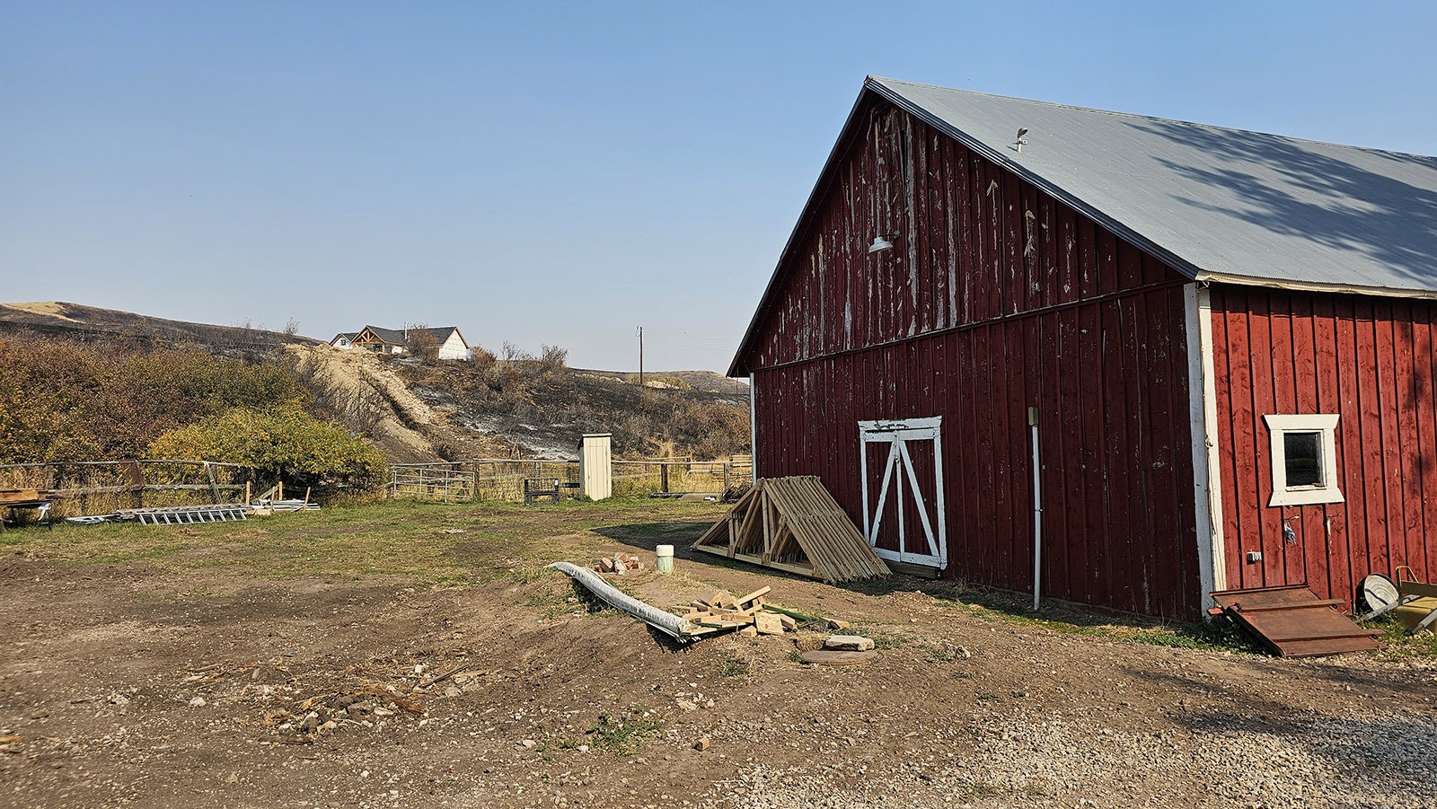 The old barn is just down a berm from the family's new house under construction on the Double Rafter Ranch.