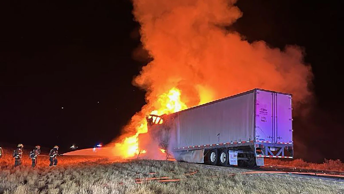 Two Dead After Semi Explodes On Impact With Another Semi Parked Along I ...