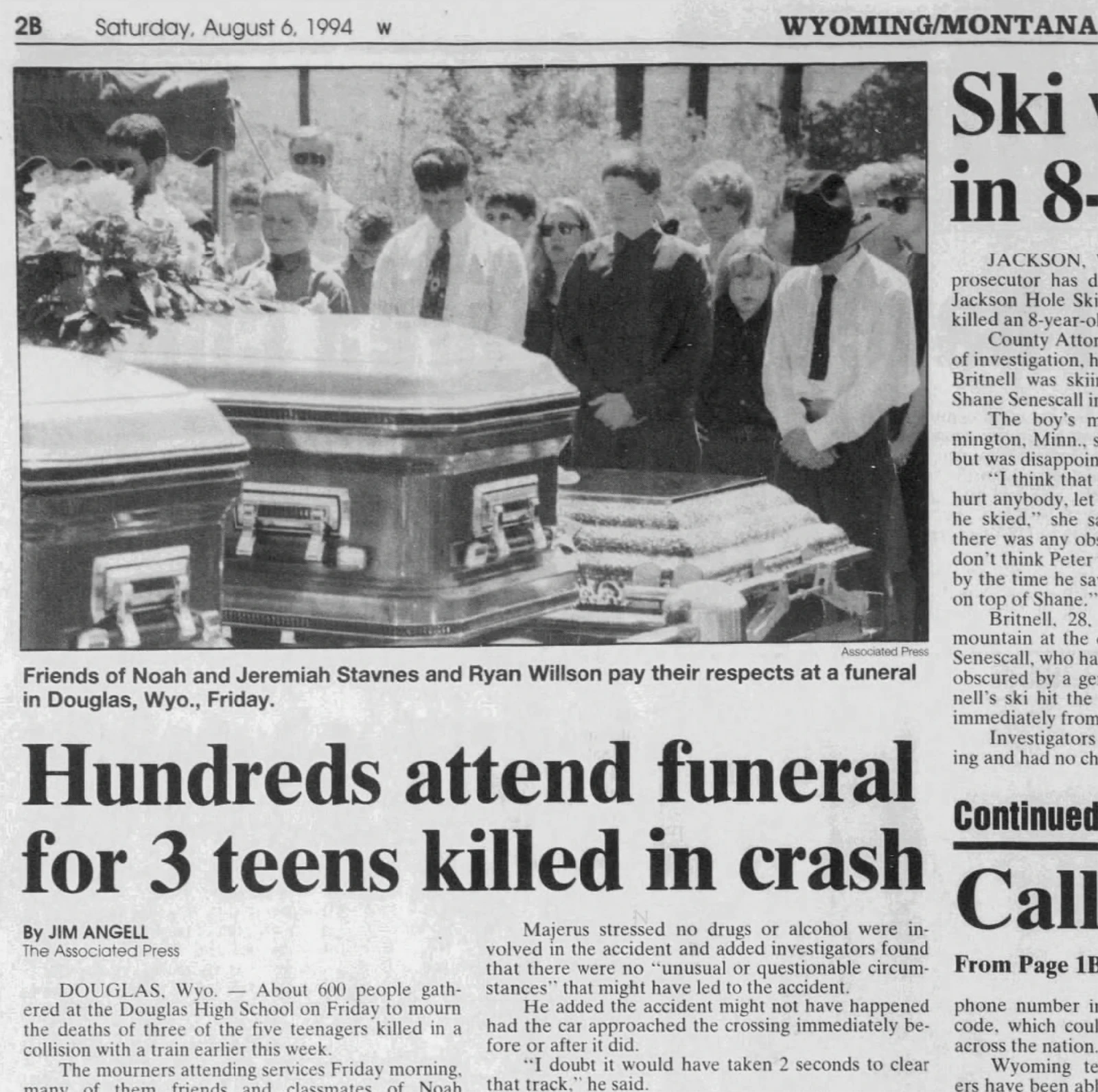 The Billings Gazette was among several regional newspapers who published the tragedy of Aug. 2, 1994. The story was named among the top 10 of the region that year.