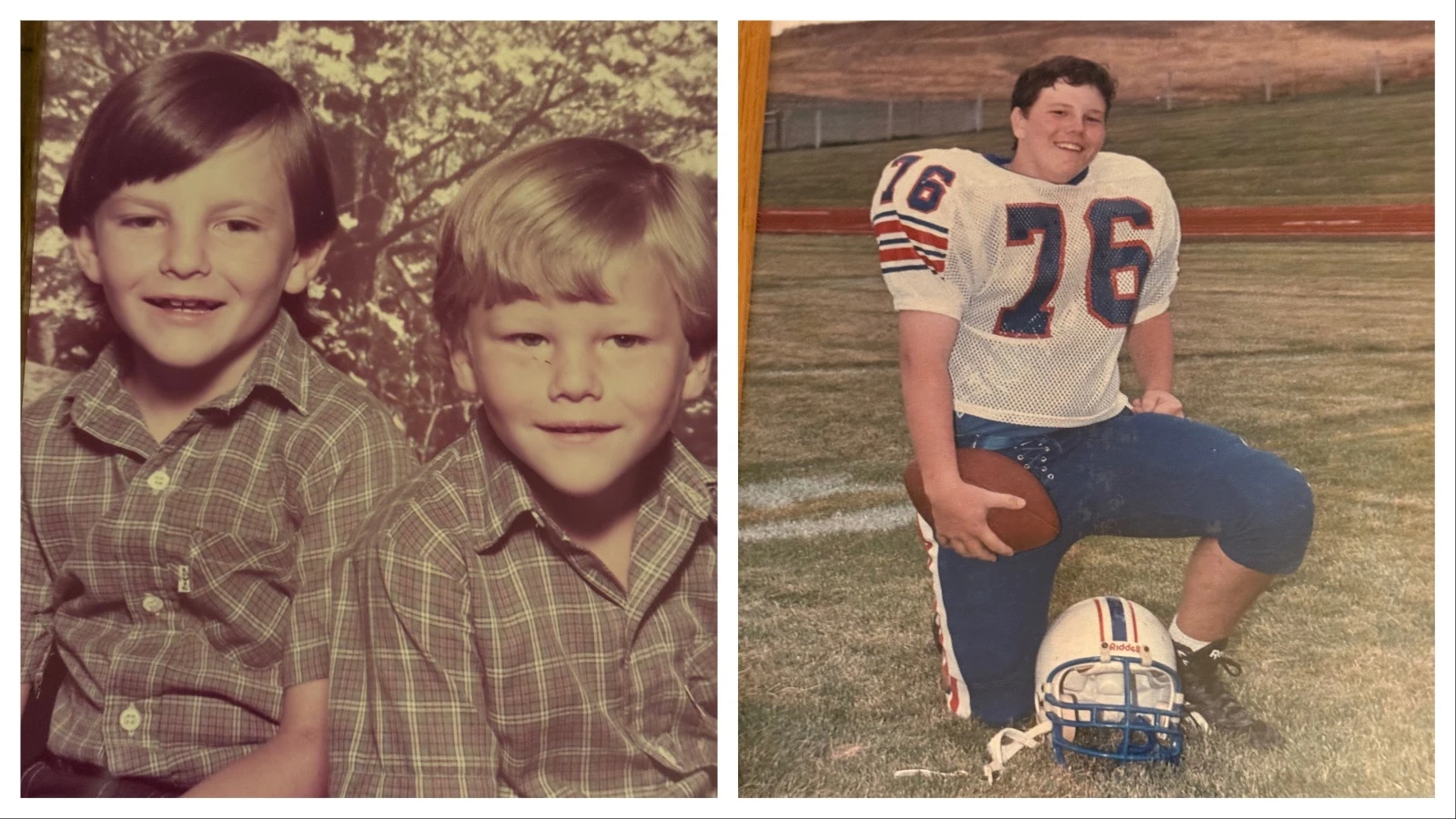 Noah and Jeremy Stavnes were “inseparable,” their mom said. Right, Jeremy in his football uniform as a freshman. 