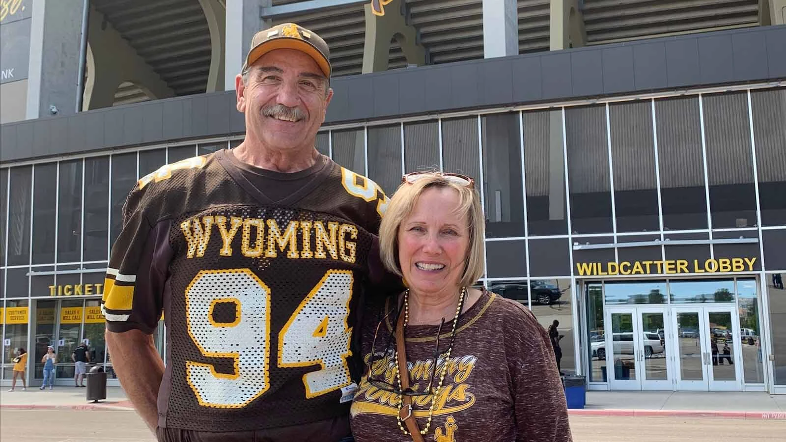 Edward and Susan Willson at the Cowboy’s stadium in Laramie. The Willsons started a scholarship for football players at the University of Wyoming.