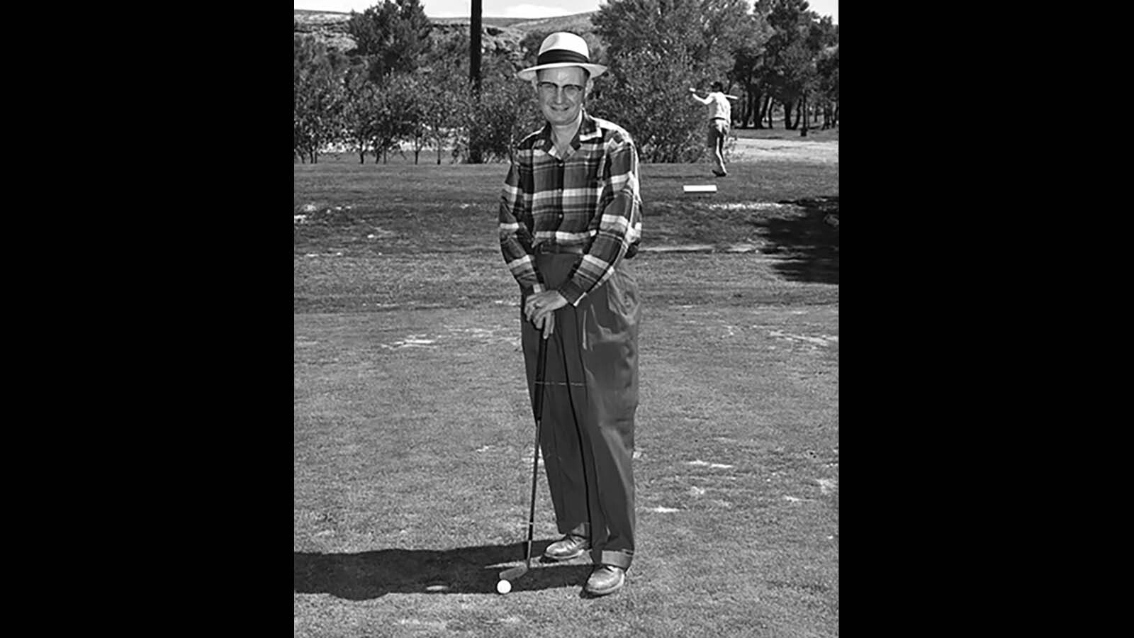 George Harrison standing near the first tee at Rolling Green Country Club in Green River.