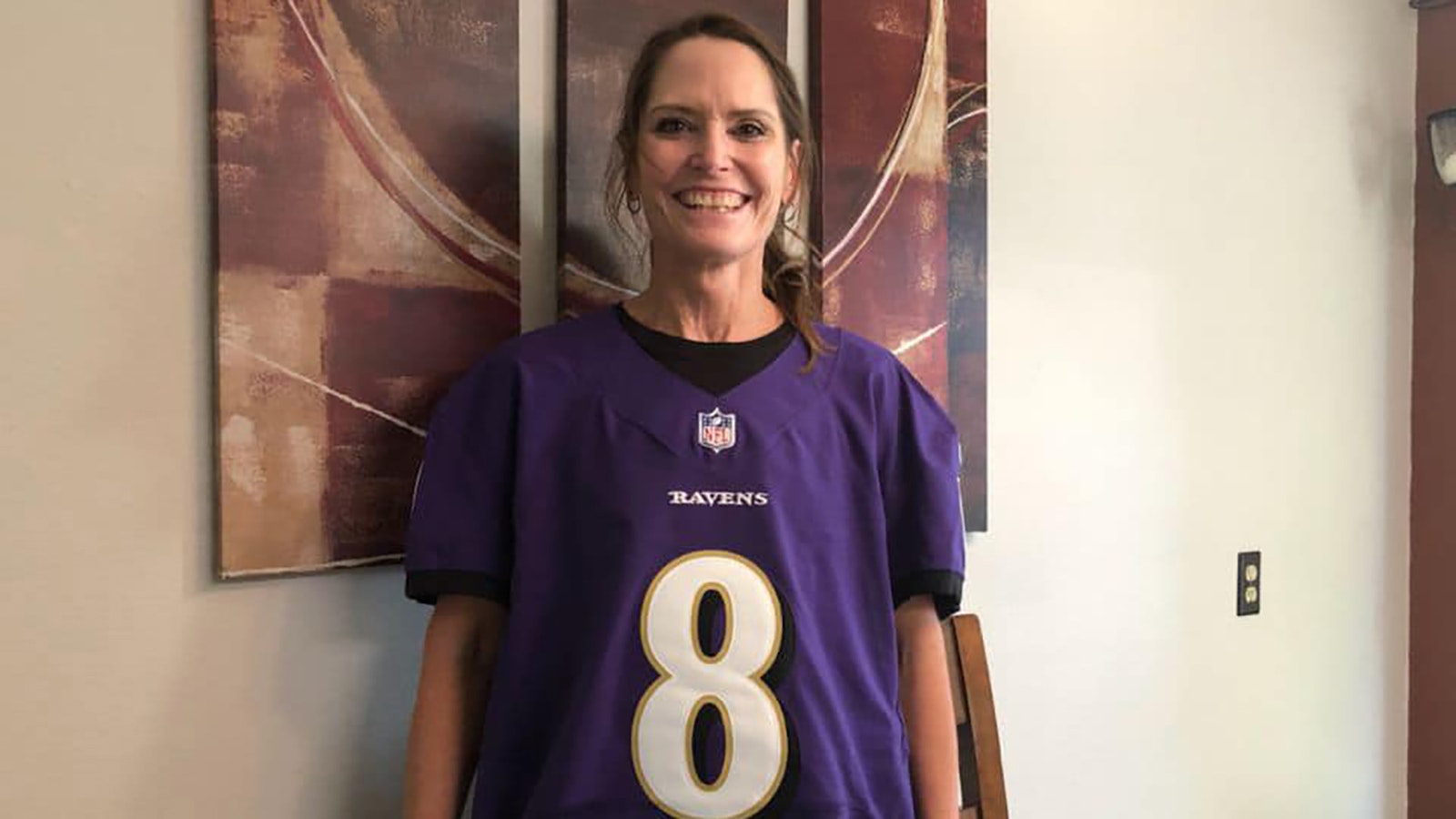Mary Axthelm of Riverton was one of the first people honored by Dreams in Motion. She is pictured in her authentic game-day jersey.