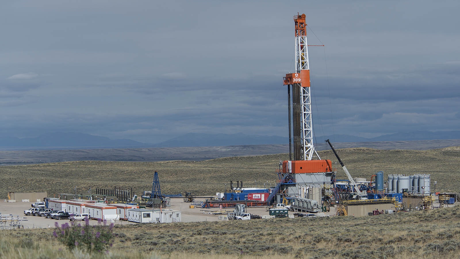 A drilling rig near Pinedale, Wyoming, in this file photo.