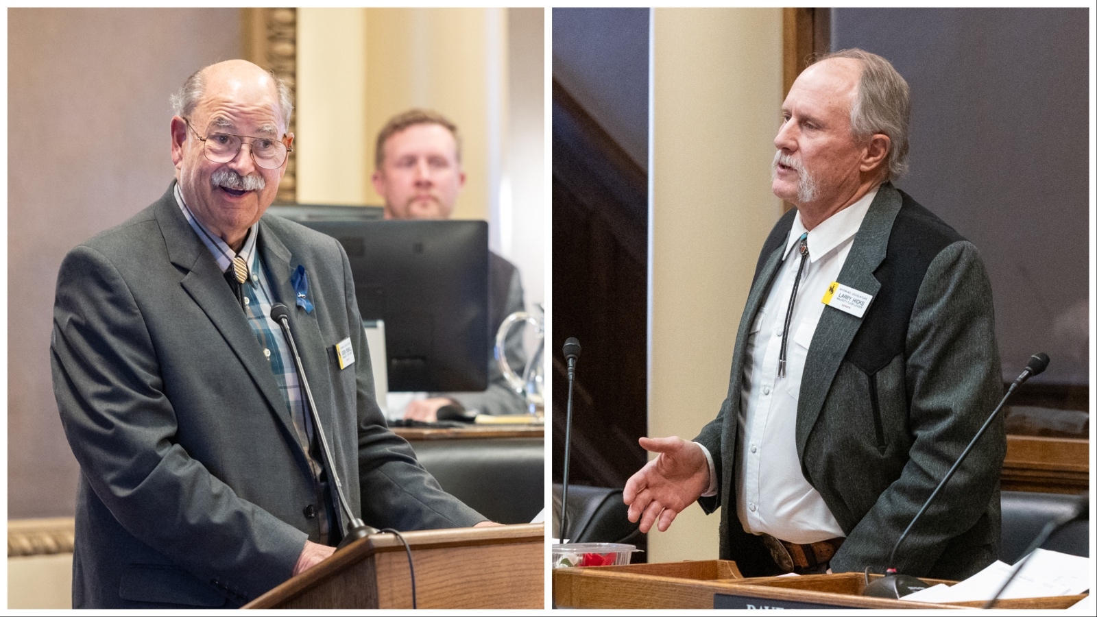 Senate President Ogden Driskill, left, and Senate Majority Floor Leader Larry Hicks.