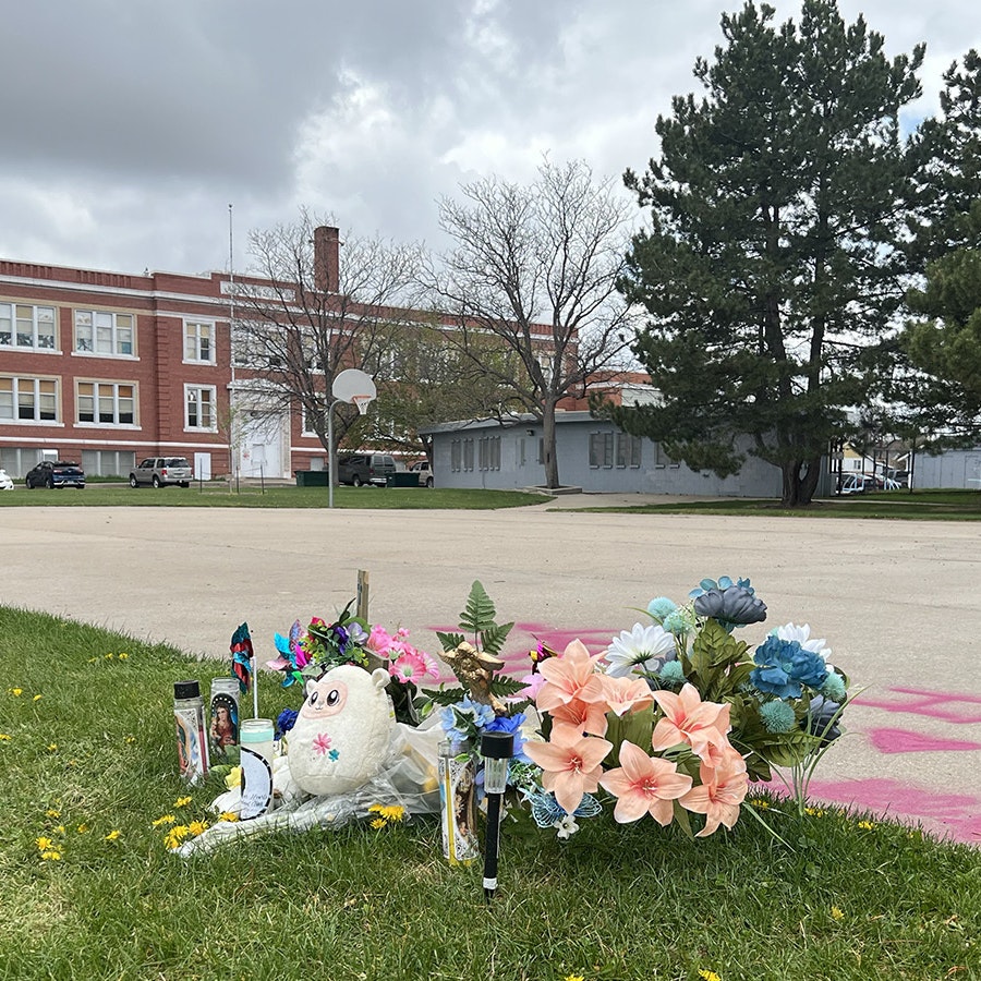 A memorial for a 15-year-old girl shot and killed in a drive-by at Lincoln Park in Cheyenne. Two teens have been charged as adults in the killing.