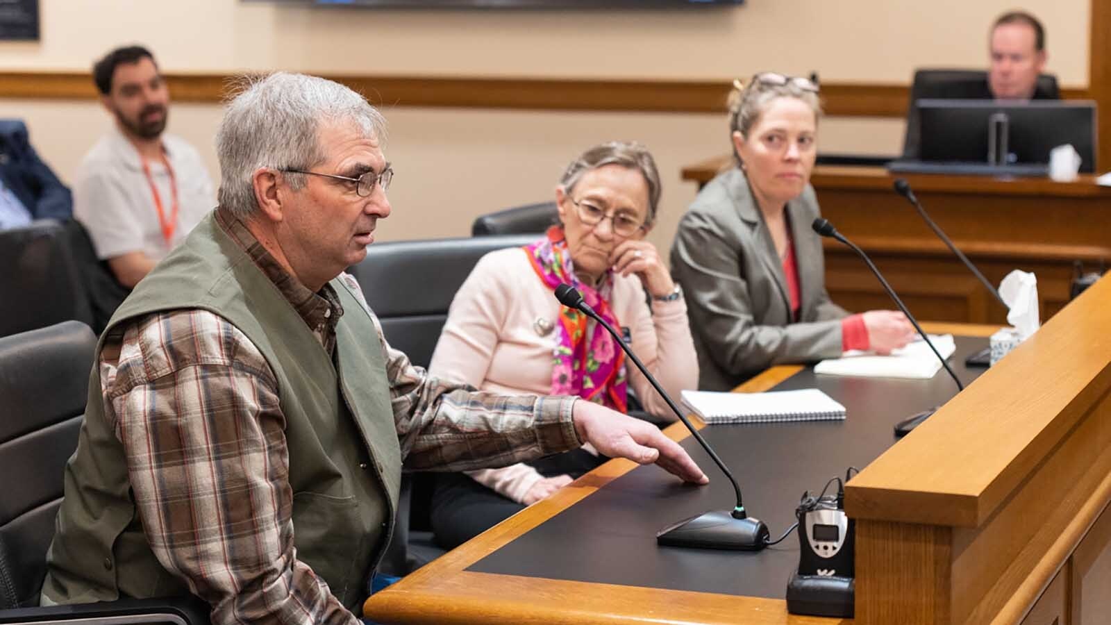 Wheatland resident Mark Kauffman testifies in favor of banning ballot drop boxes in Wyoming.