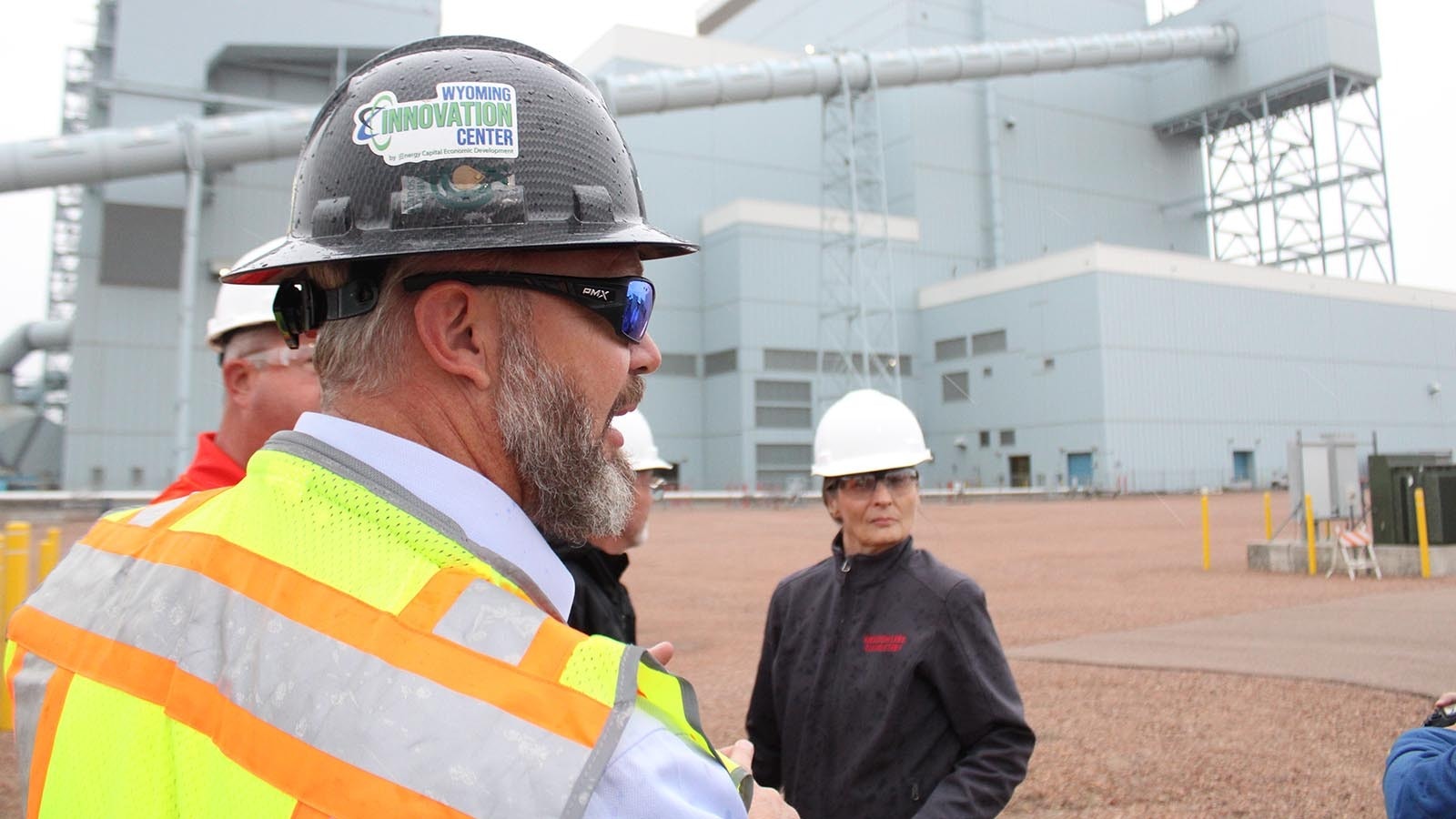 Campbell County Commissioner Jim Ford shows off the Integrated Test Center at Basin Electric Power Cooperative‘s Dry Fork Station, a coal plant that hosts carbon capture technology.