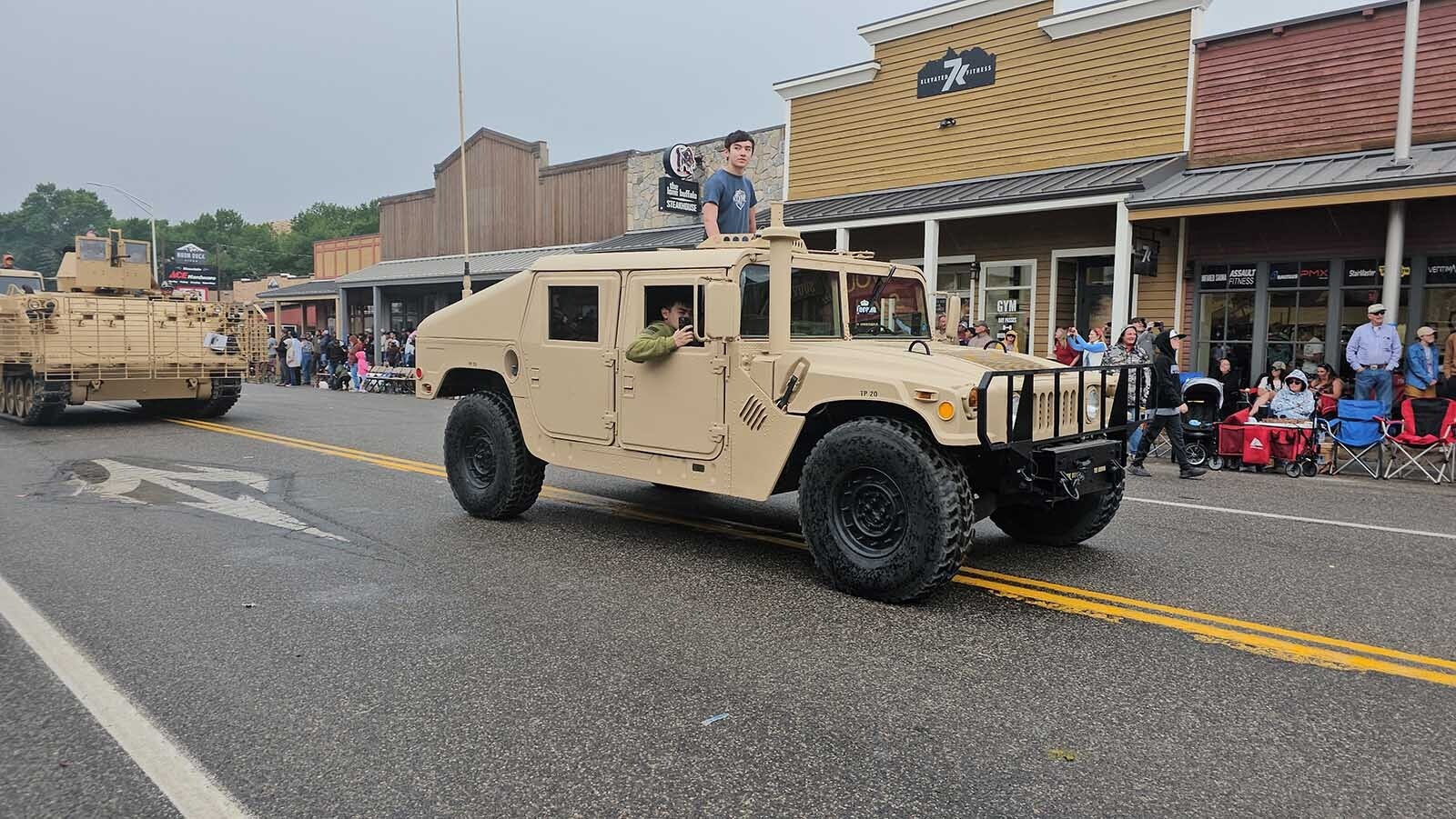 These light tan vehicles were used in the Middle East and were part of Dubois' Fourth of July parade.