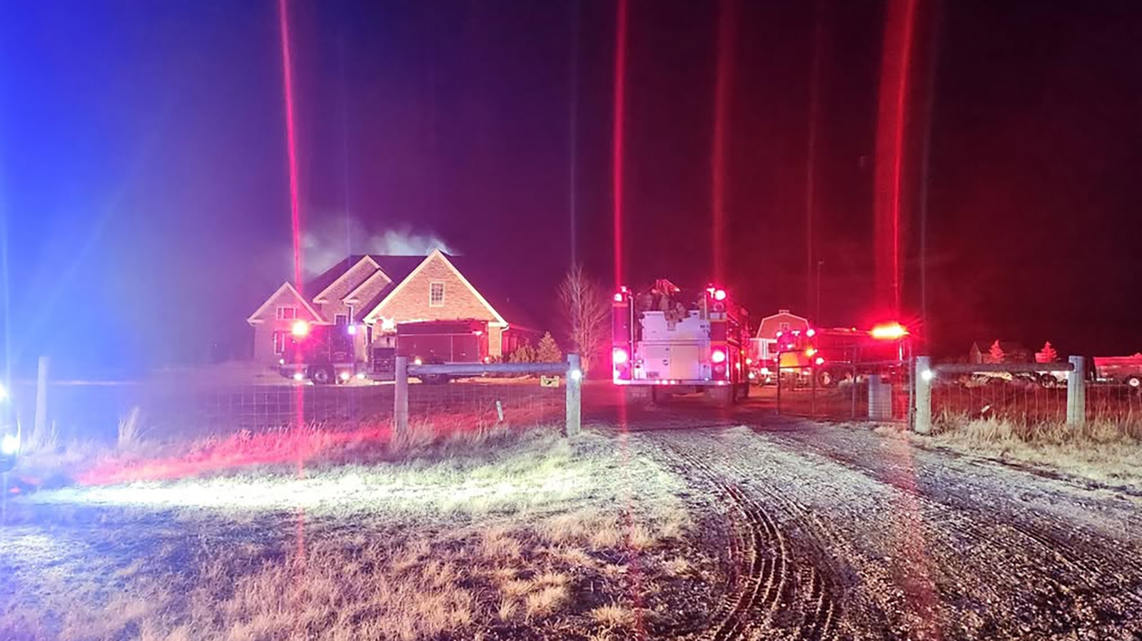 Laramie firefighters responded Friday, Feb. 28, 2025, to assist the Vedauwoo Volunteer Fire Department to battle this house fire. Two firefighters were hurt during a collapse while inside the house.