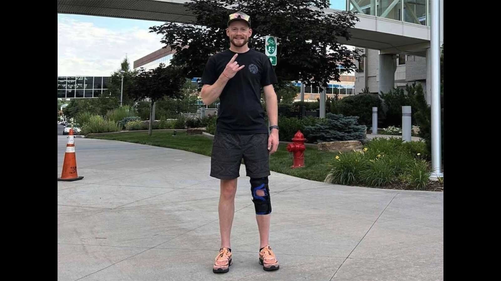 After suffering devastating injuries responding to a house fire on Feb. 28, Laramie firefighter Dylan Schilt spent months in recovery at a physical therapy center in Denver. On June 20, he walked out and greeted fellow firefighters.