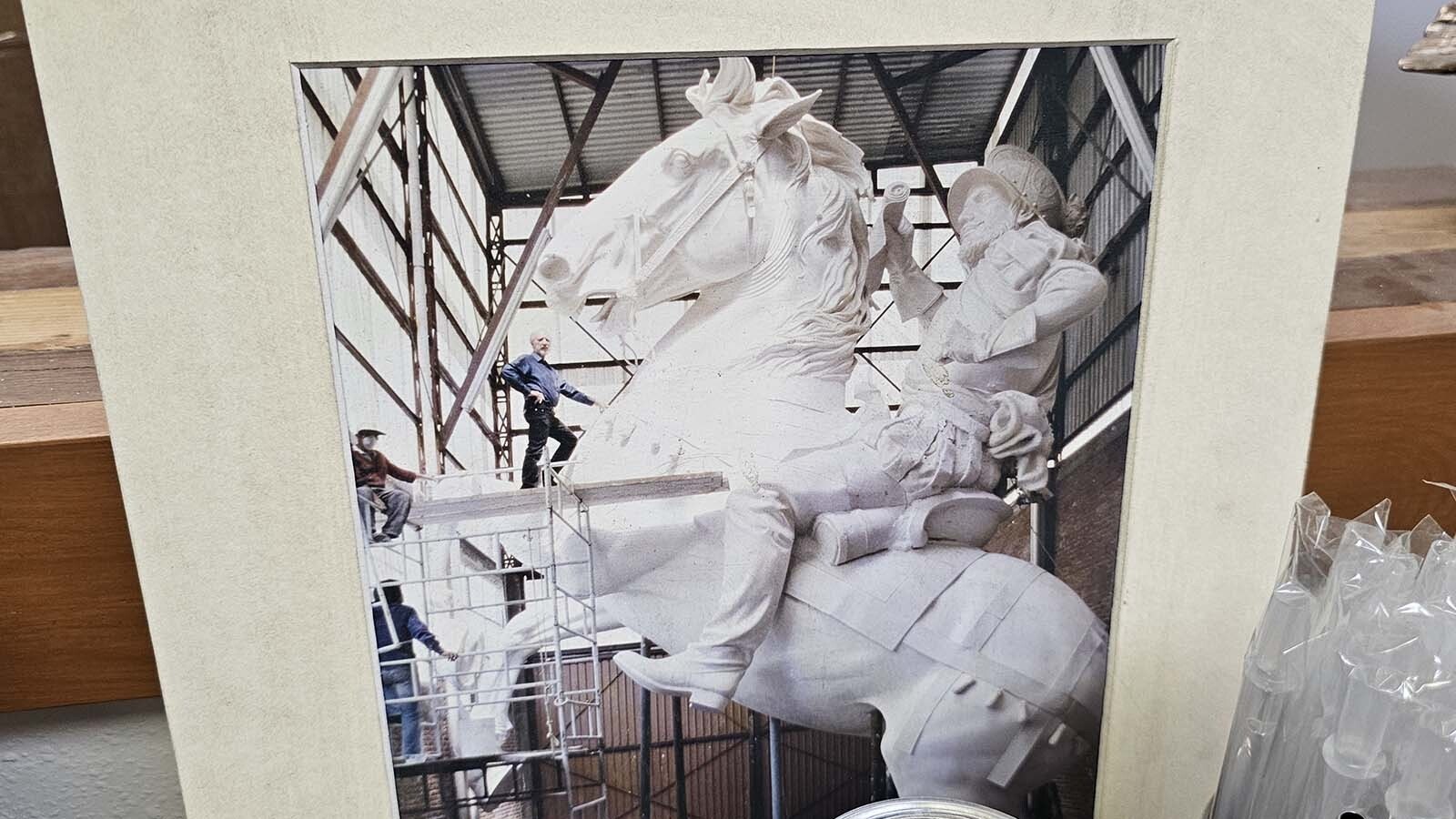 A photo of the late John Houser working on the Conquistador Monument, which was installed at the airport in El Paso, Texas.