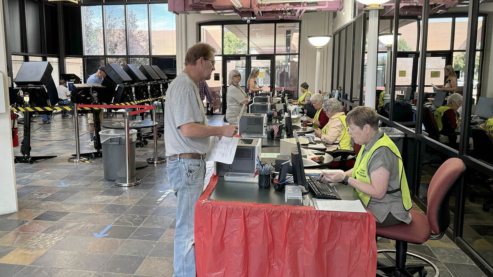 Early voting was brisk Monday moring in the lobby of the Laramie County Clerk's Office in Cheyenne.