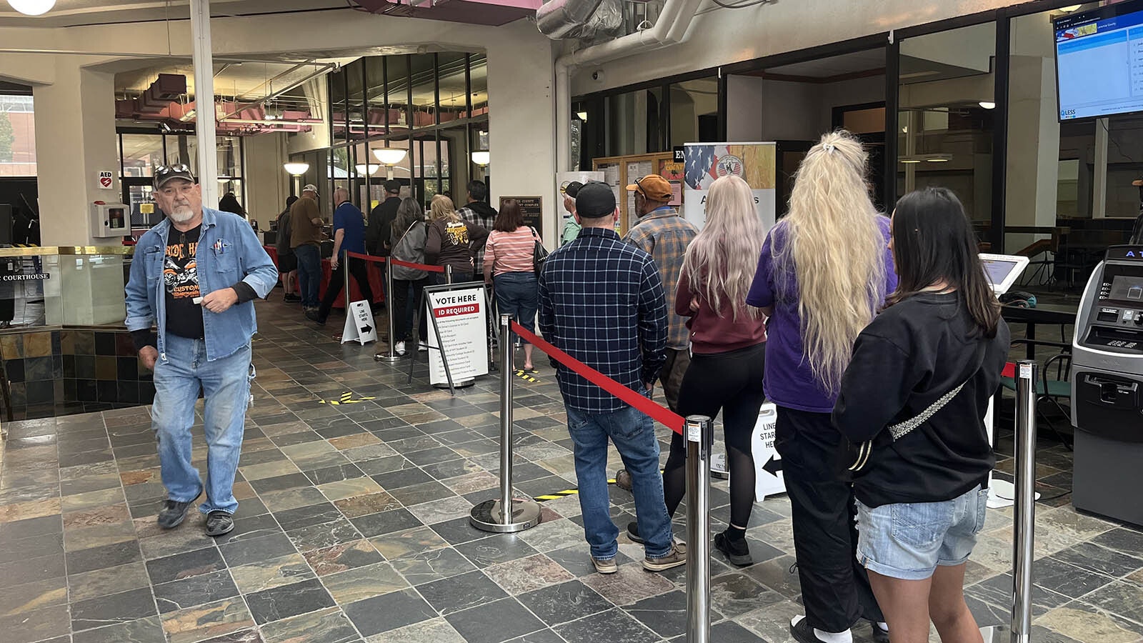 There was around 50 people voting and waiting in line to early vote on Friday afternoon, Oct. 11, 2024, at the Laramie County Courthouse.