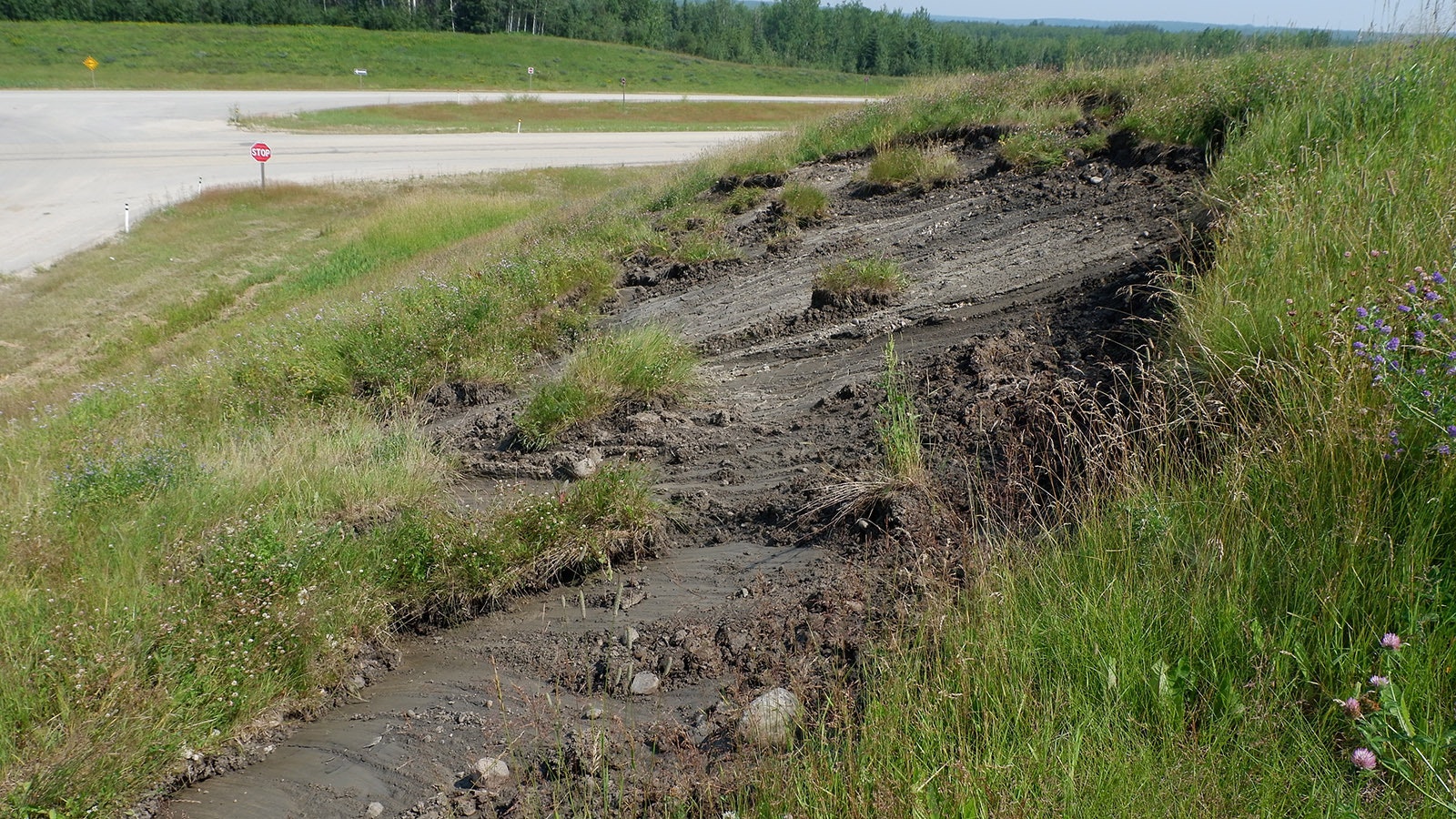 An example of an earthflow near a roadway in this file photo.