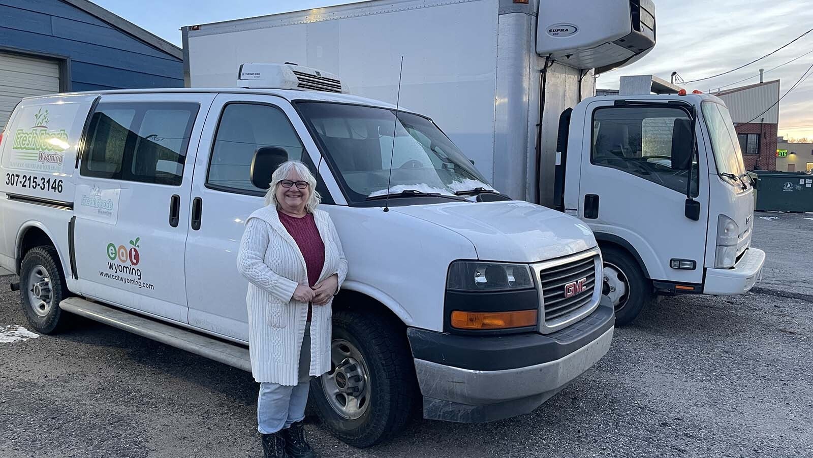 LeAnn Miller in front of an Eat Wyoming van.