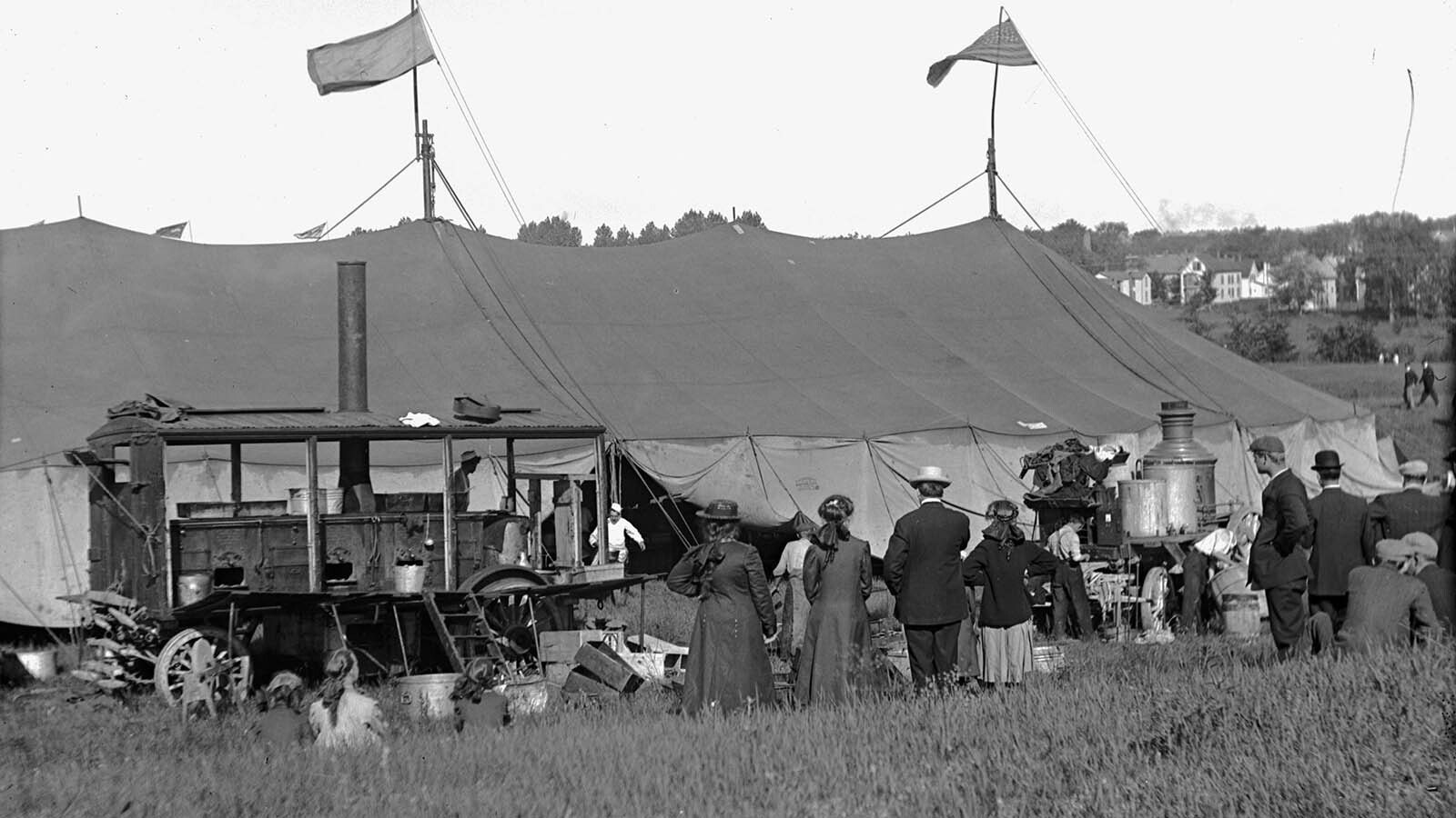 Cookhouse tent for Buffalo Bill's Wild West show in 1913.