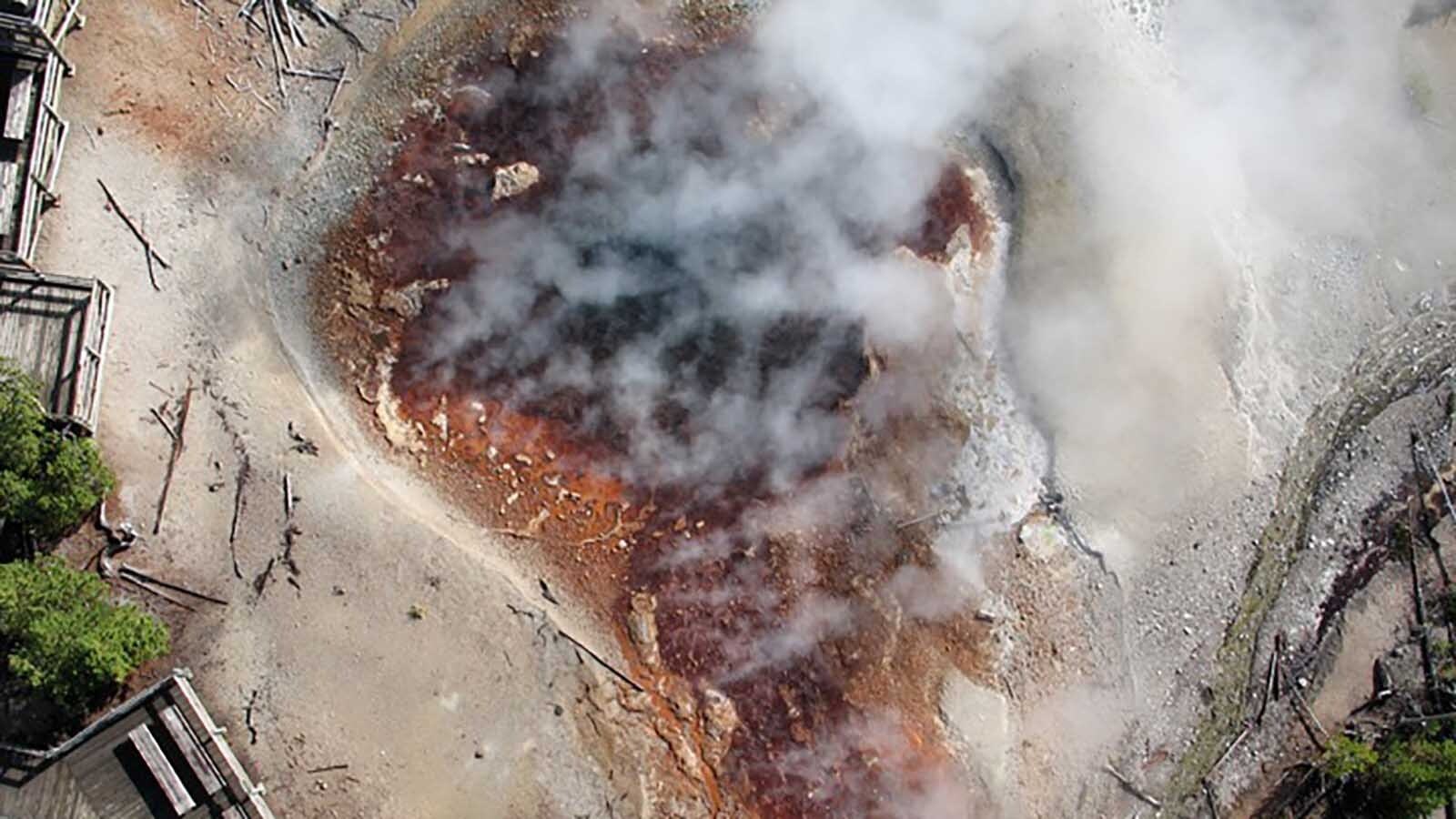 Echinus Geyser, the world’s largest acidic geyser, suddenly burst back to life in Yellowstone National Park on Feb. 6 after dormant for five years. It's since erupted 60 times in 18 days, sending acidic water 80 feet into the air.