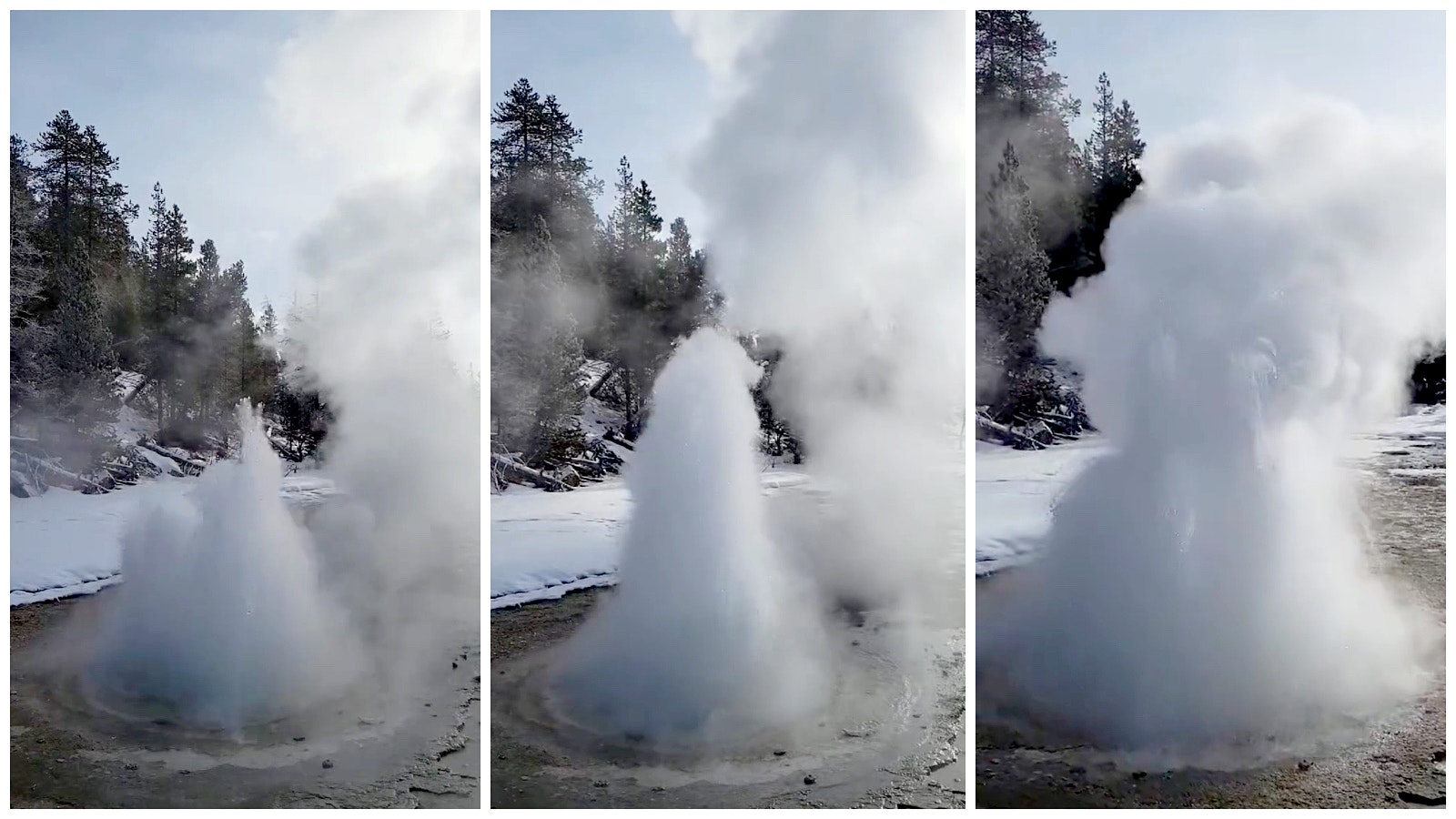 Economic Geyser in Yellowstone National Park erupts Jan. 7, 2023, the first time it's blown since 1999.