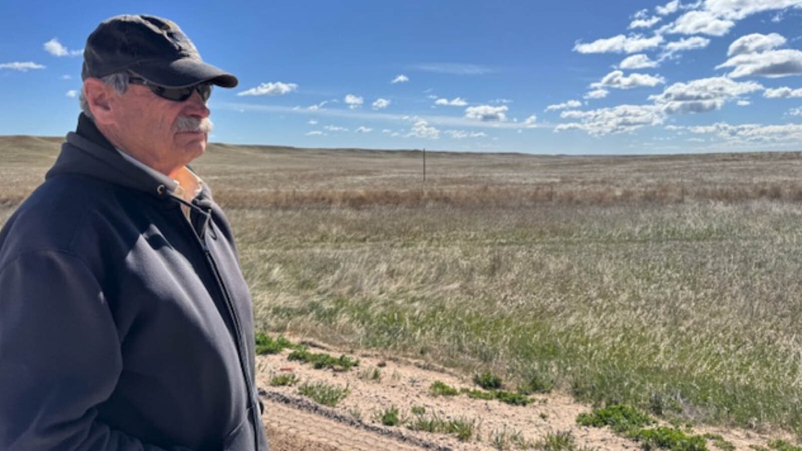 South Cheyenne rancher Ed Prosser looks north of his farmland off of Chalk Bluff Road  where 1.2 million solar panels will be visible after Canadian energy giant Enbridge builds the $1.2 billion project starting next year.