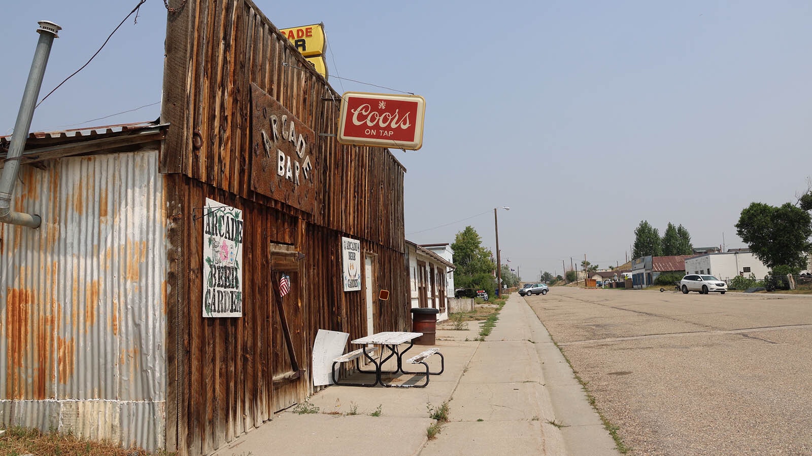 Edgerton’s Second Street is empty on a weekday. The street contains the post office, town government building and empty former businesses. The Arcade Bar does not operate anymore following the death of the owner, a town resident said.