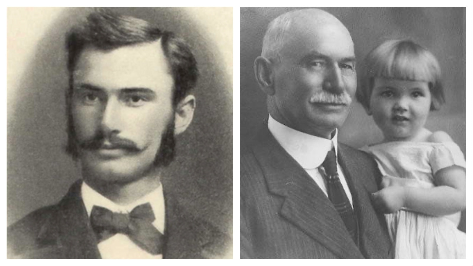 Edward Gillette as a young man, left, and with his granddaughter later in life.