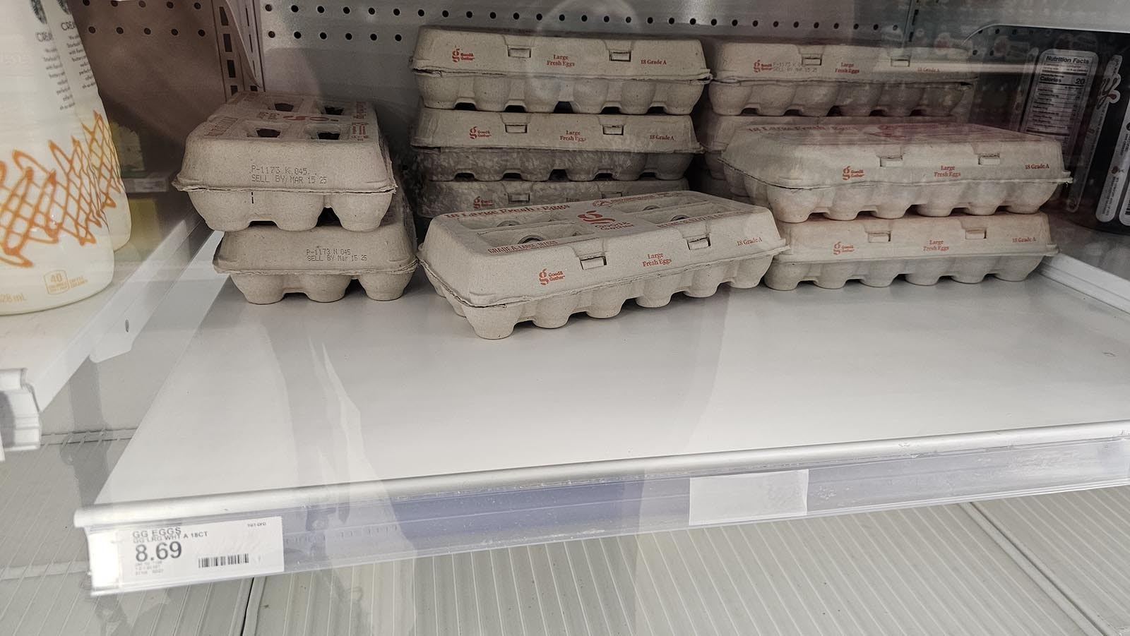 Cartons of 18 eggs at Target in Cheyenne have hit $8.69.