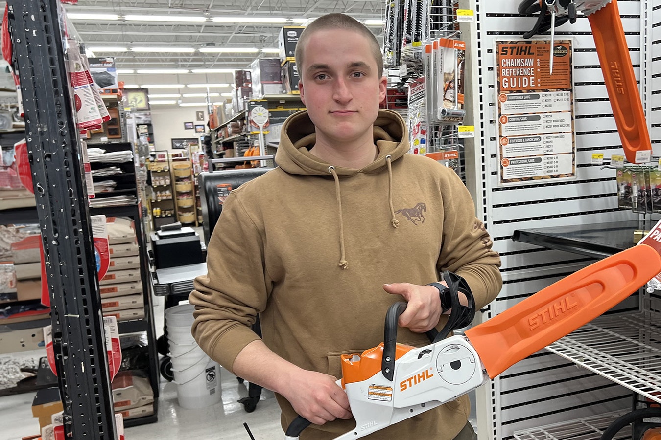 Cameron Smith, assistant store manager at Murdoch’s Ranch & Home Supply in Laramie, said lighter-duty electric chainsaws have been selling fast.