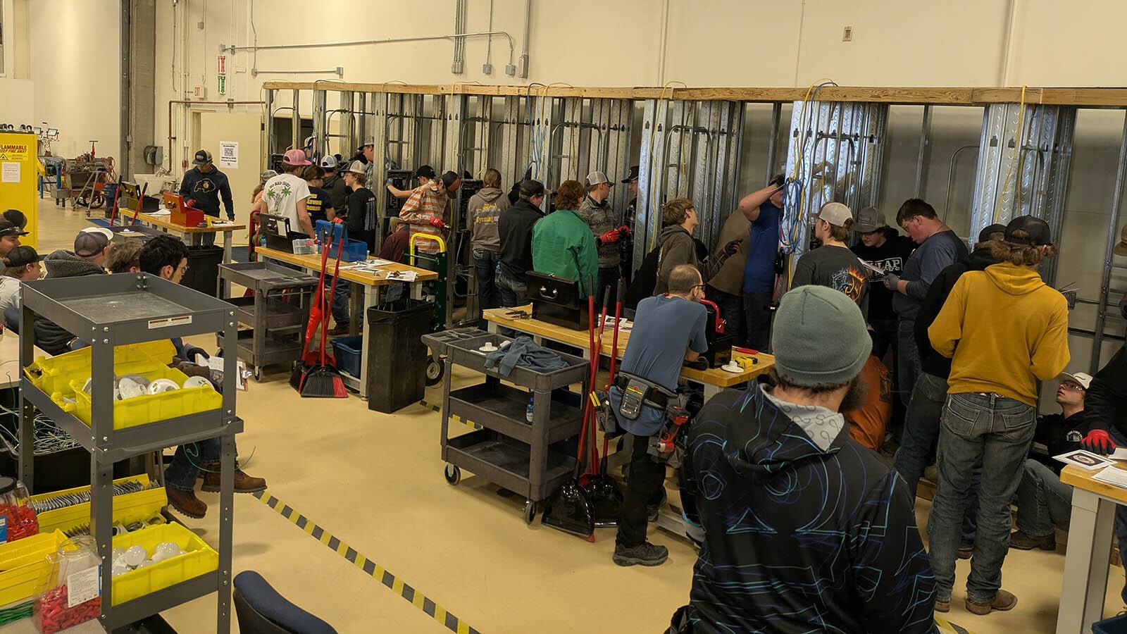 Surging demand for electricians is filling up programs to train them, like this one at the Business, Agriculture and Tech Department of Laramie County Community College.
