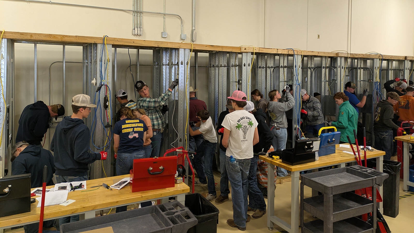 Surging demand for electricians is filling up programs to train them, like this one at the Business, Agriculture and Tech Department of Laramie County Community College.