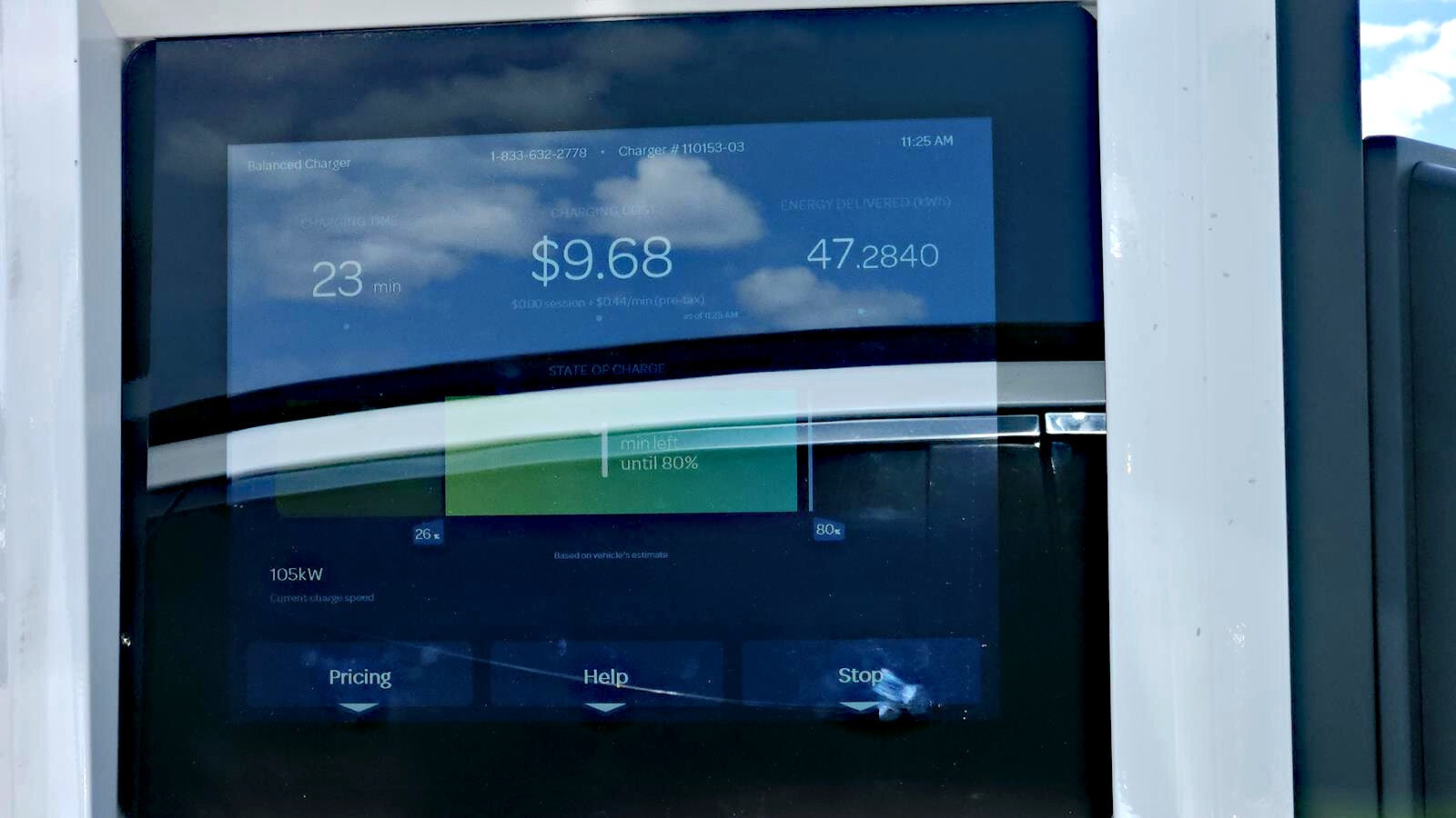 Electrify America charging station screen