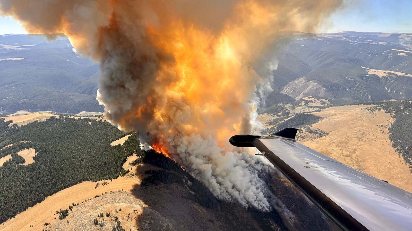 The Elk Fire is burning out of control about 6 miles northwest of Dayton, Wyoming, in northern Sheridan County, and its pushing south fast. The town and areas around it have been evacuated.